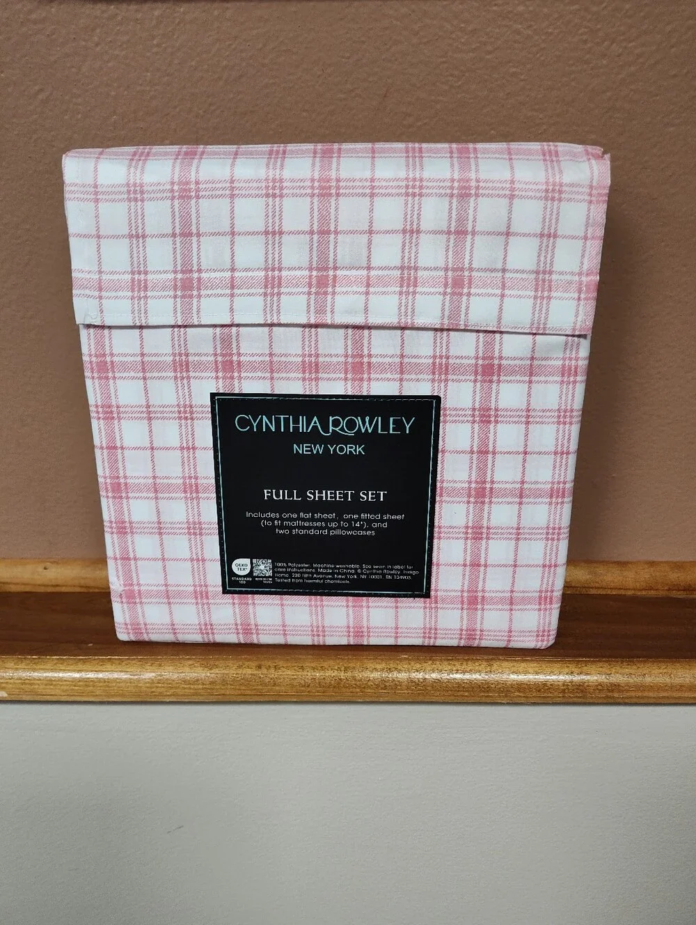 NWT! Cynthia Rowley Sheet Set - Pink Plaid Design - Full Size
